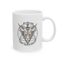 Not Today, Jesus – Baphomet Coffee Mug (11oz/15oz) | Funny Coffee Cup | Ceramic Mug for Left & Right Handers